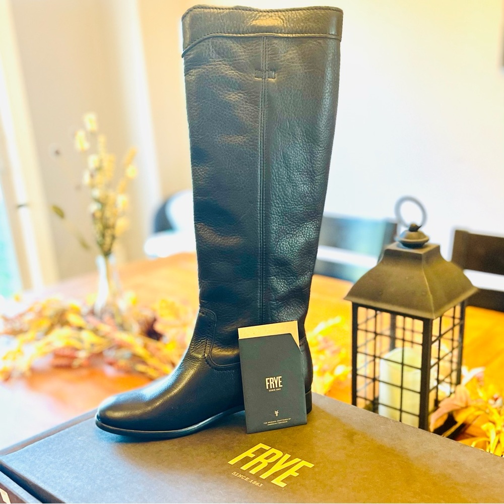 Frye NIB Cara Roper Tall Black Leather Riding Boot Size 6 With Box - Picture 2 of 16
